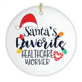 OrnamentallyYou - Santas Favorite Healthcare Worker Christmas Ornament - Multi-colored