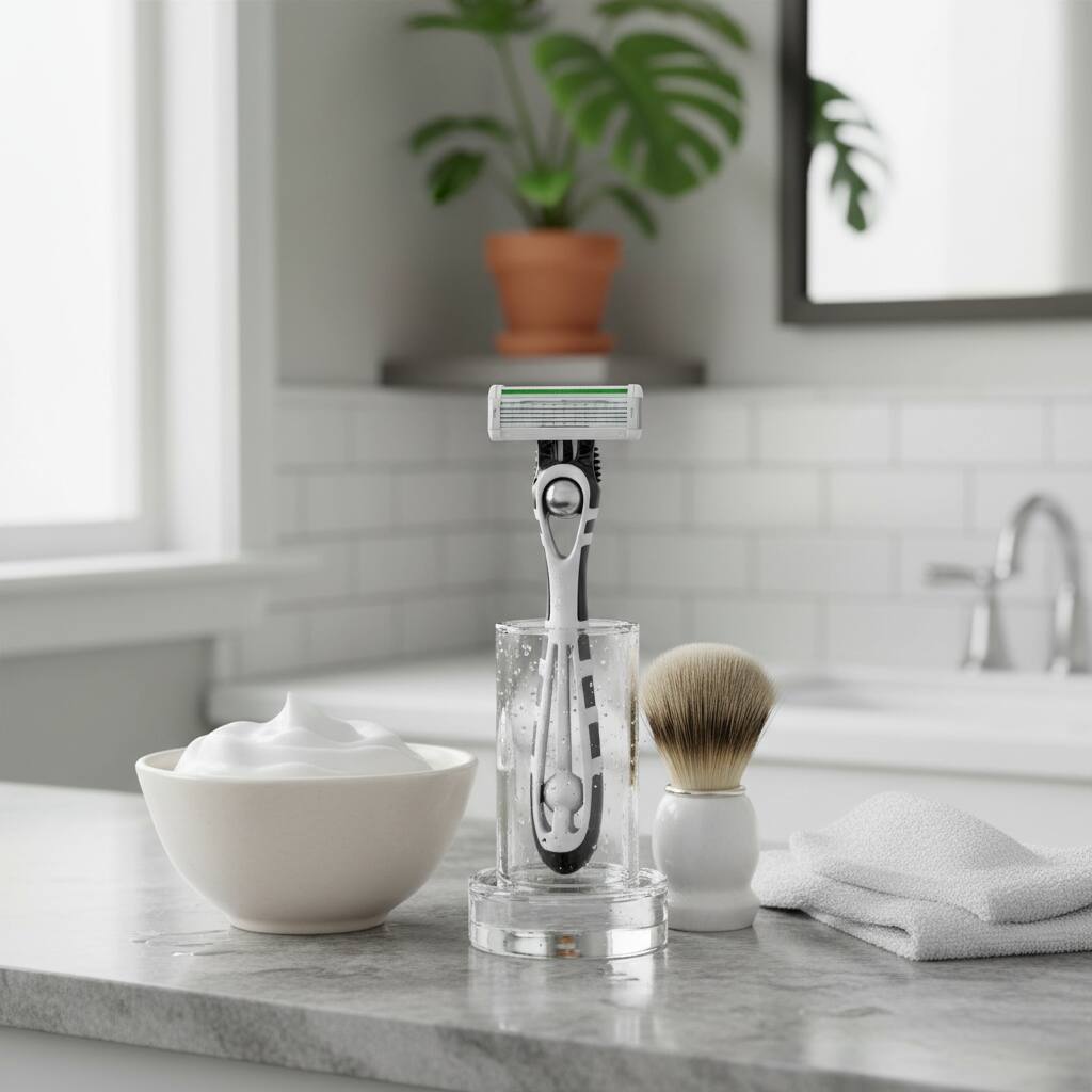 Back. Dazzed Corner - 5-Pack Sensitive Men's Disposable 5-Blade Razors - White.