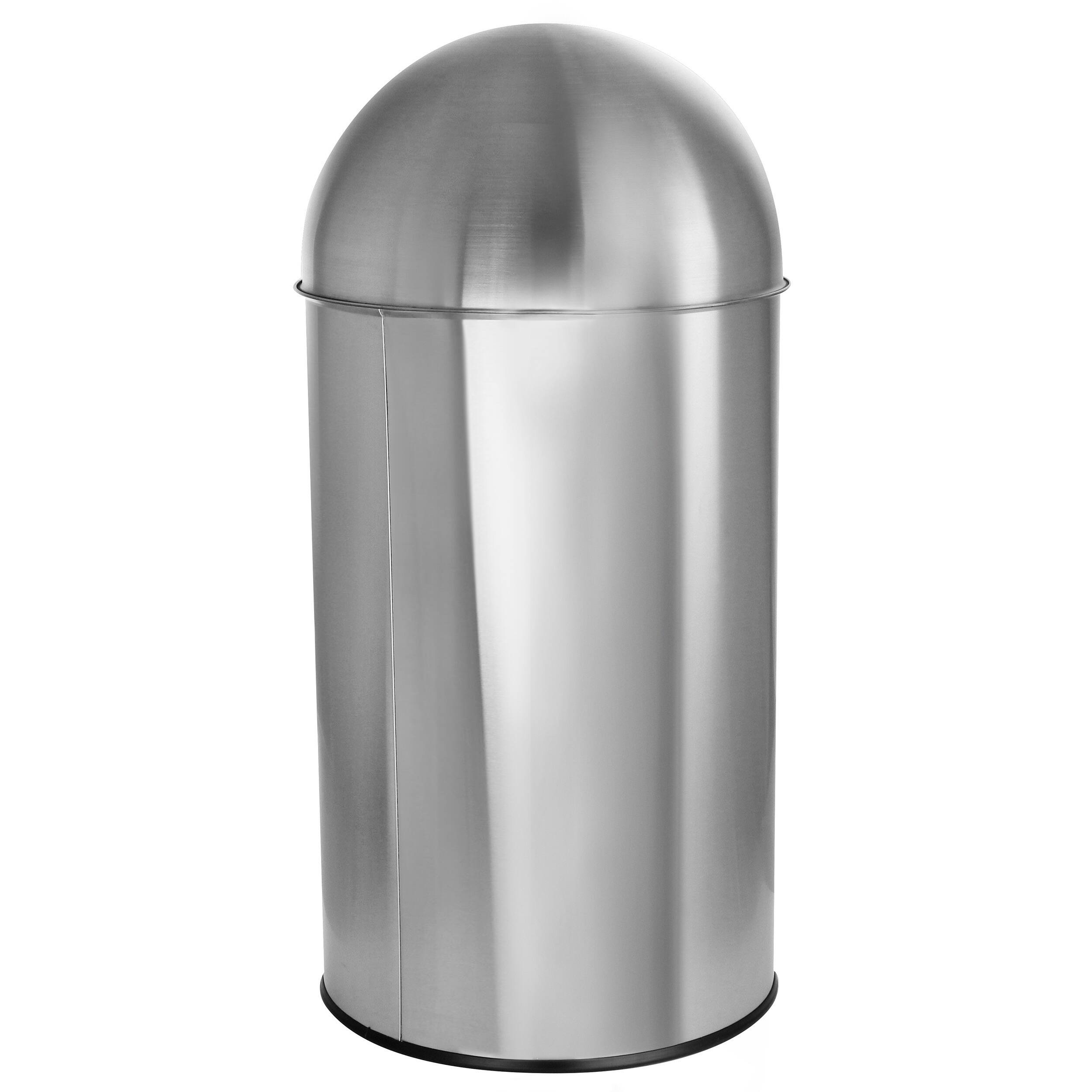 Left. Elama - Elama 50 Liter Large 13 Gallon Push Lid Stainless Steel Trash Bin in Matte Silver - Silver.