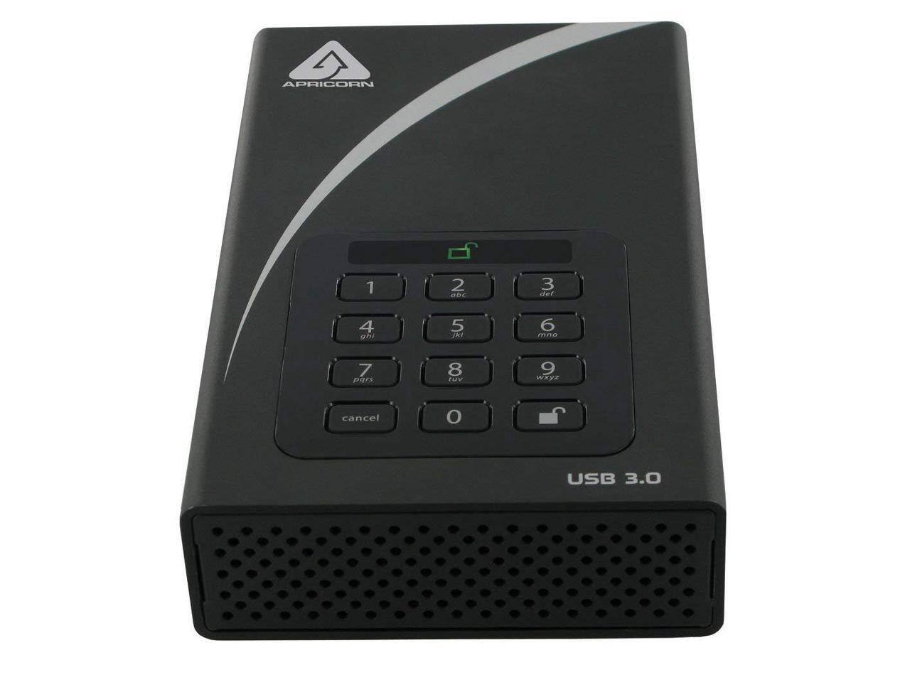 APRICORN

1 2 abc 3 def 4 ghi 5 jkl 6 mno 7 pqrs 8 tuv 9 wxyz

cancel 0

USB 3.0