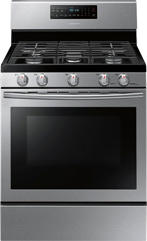 Samsung - 5.8 Cu. Ft. Self-Cleaning Freestanding Gas Convection Range - Stainless steel