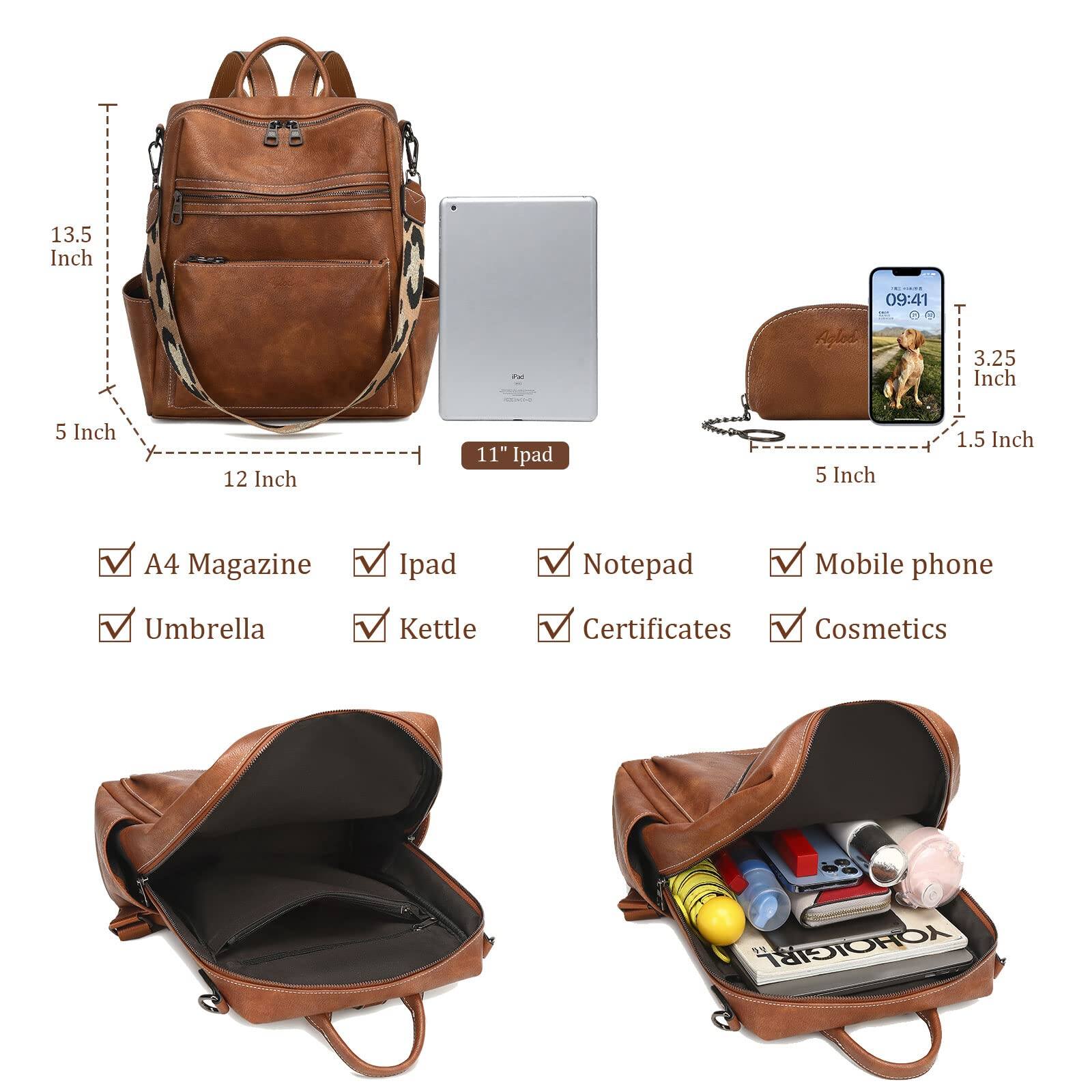 Alt View 1. Stamp n Camp - Leather Backpack Purse For Women Designer Ladies Shoulder Bag Fashion Faux Work Travel Handbags - Kcus22001-nubuck Style Coffee.