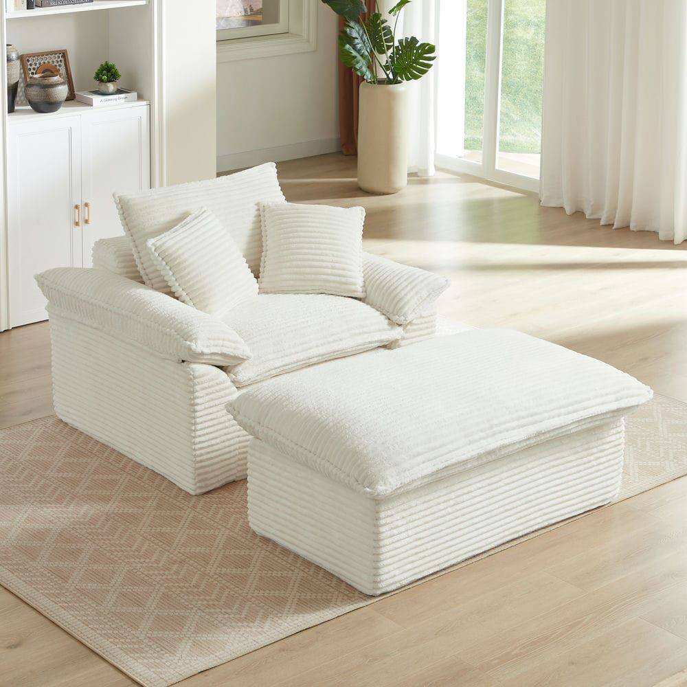 Alt View 8. Kadyn - 51.97 inch modern comfortable cushioned compression single seat sofa with unique footrest design, White - White.