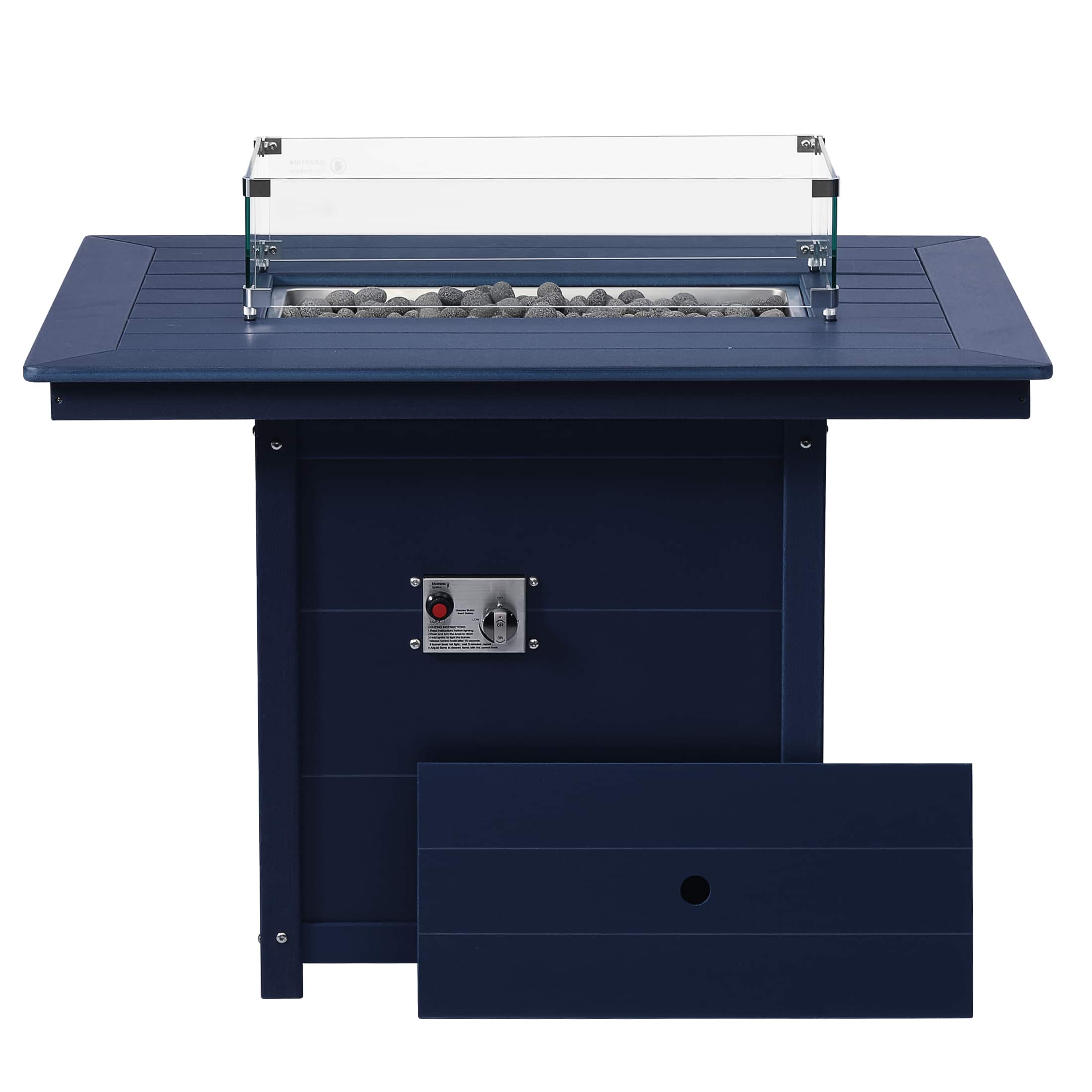"WestinTrends - Helios 46"" Modern Outdoor Patio Gas Propane Rectangular Fire Pit Table - Navy Blue" price history on PriceWatchPro