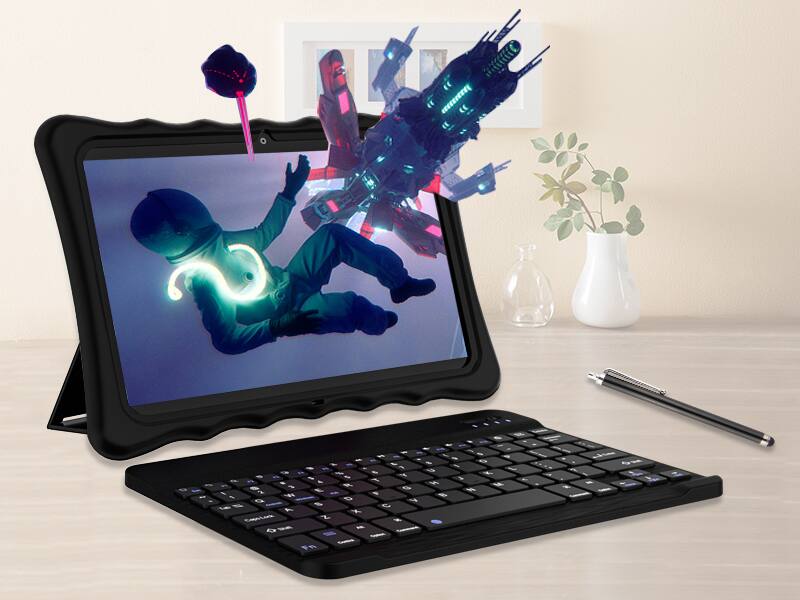 Alt View 7. FEONAL - Tablet 10.1" Octa-Core Android Tablet, 64GB Storage Tablets with Keyboard, Stylus Pen, Dual 13MP+5MP Camera - Black.