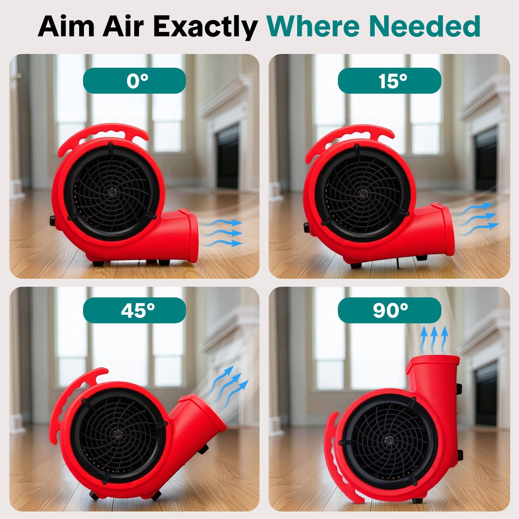 Aim Air Exactly Where Needed

0°

15°

45°

90°