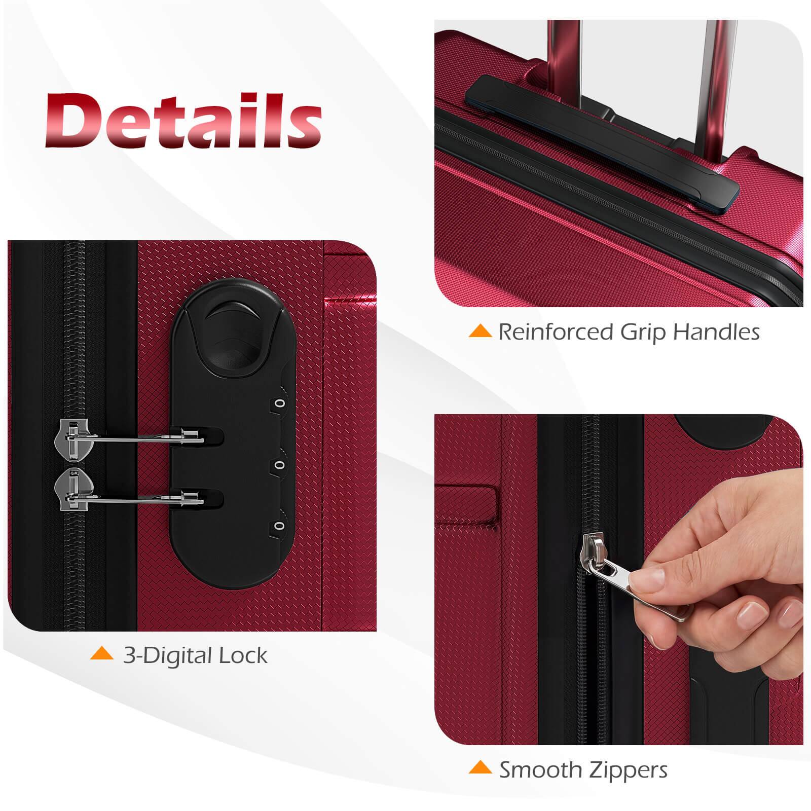 Details  
- Reinforced Grip Handles  
- 3-Digital Lock  
- Smooth Zippers