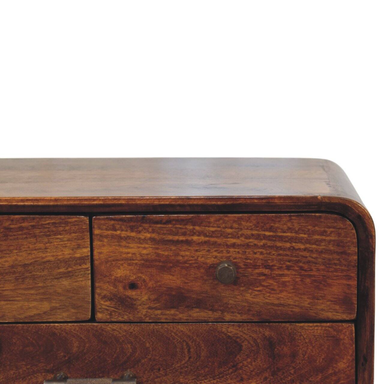 Back. Artisan Furniture - Artisan Furniture Solid Wood Avora 3-Drawer Chestnut Nightstand, Nordic Legs, Brown - Brown.
