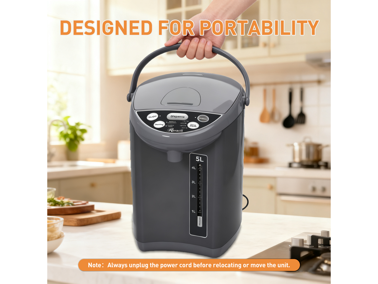 DESIGNED FOR PORTABILITY

Note: Always unplug the power cord before relocating or move the unit.