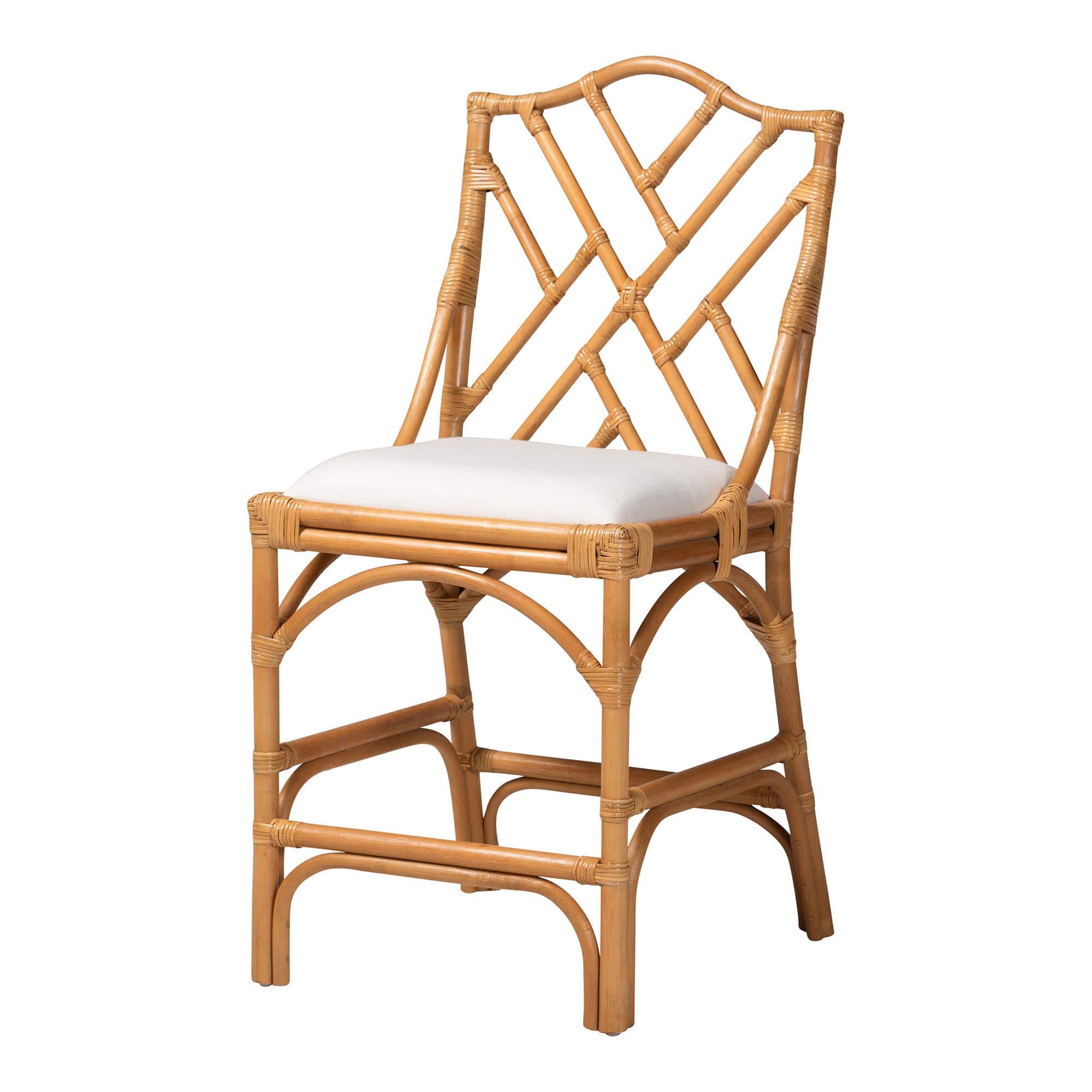 bali & pari - Cedric Natural Rattan Counter Stool with Cushioned Seat - Light Honey/White price history on PriceWatchPro
