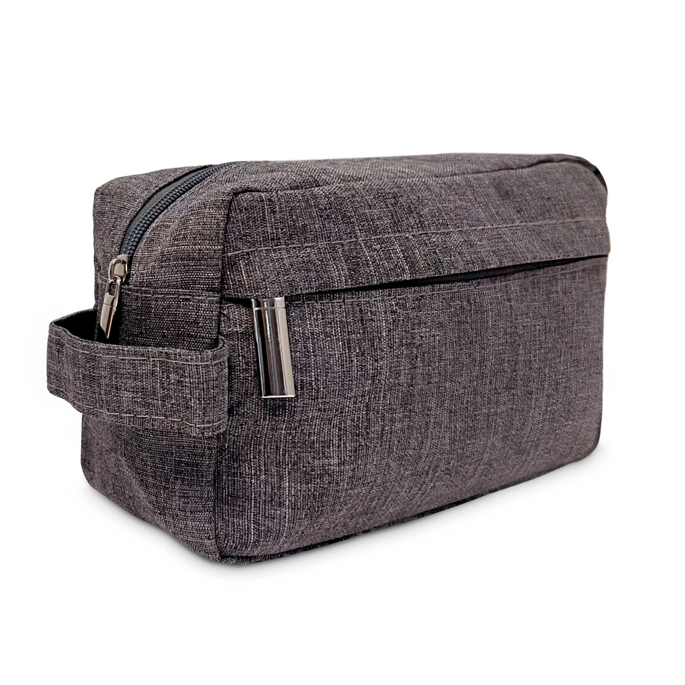 Angle. Youzey Retail - Porter Dopp Kit – Gray Travel Toiletry & Grooming Bag.