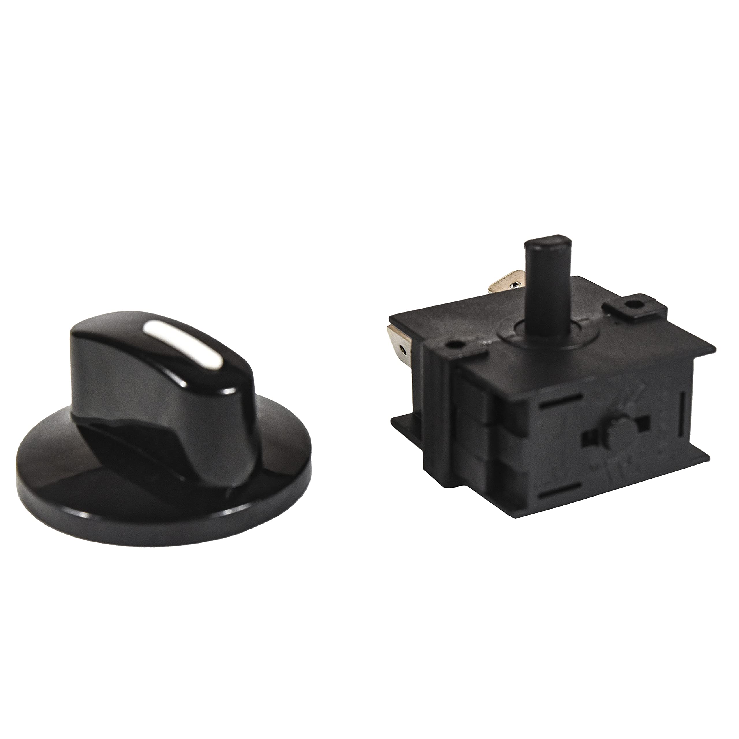 Alt View 1. HQRP - Heavy-Duty 3-Position Rotary Switch with Knob - 2-Speed Fan Heater Selector 15 A 120-250 V UL Listed - black.