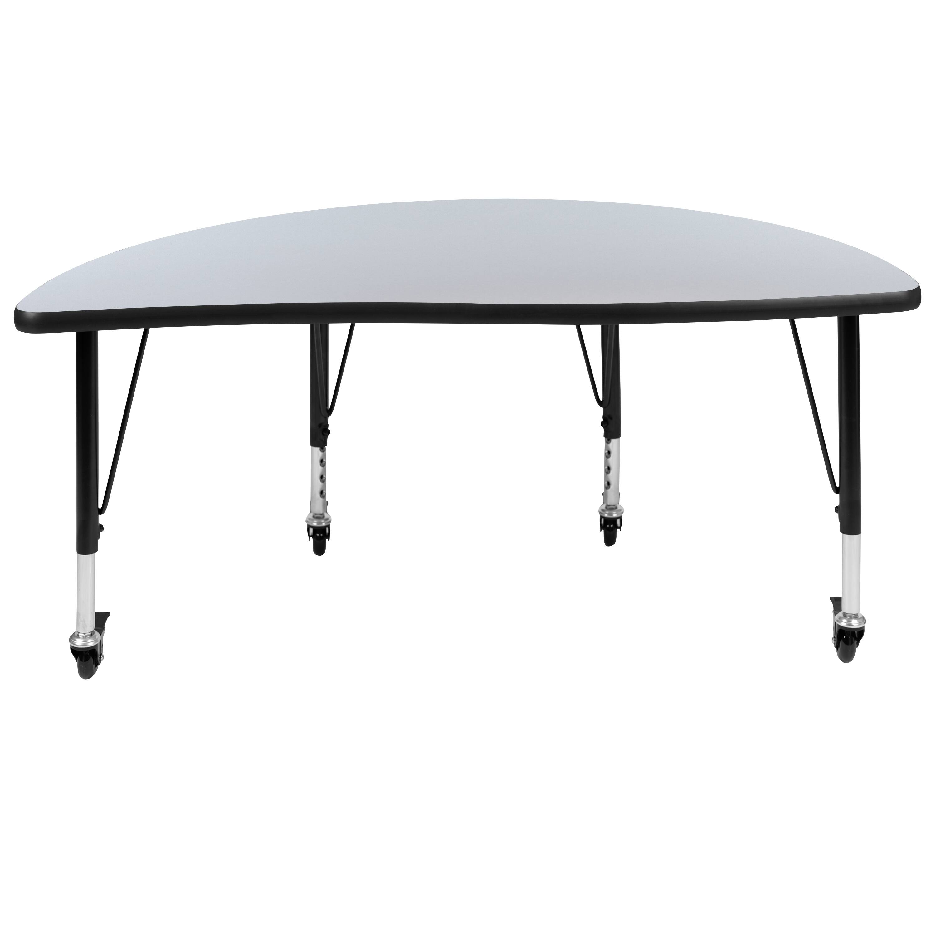 Alt View 5. Emma + Oliver - Mobile 47.5" Half Circle Wave Flexible Collaborative Kids Adjustable Activity Table - Grey.