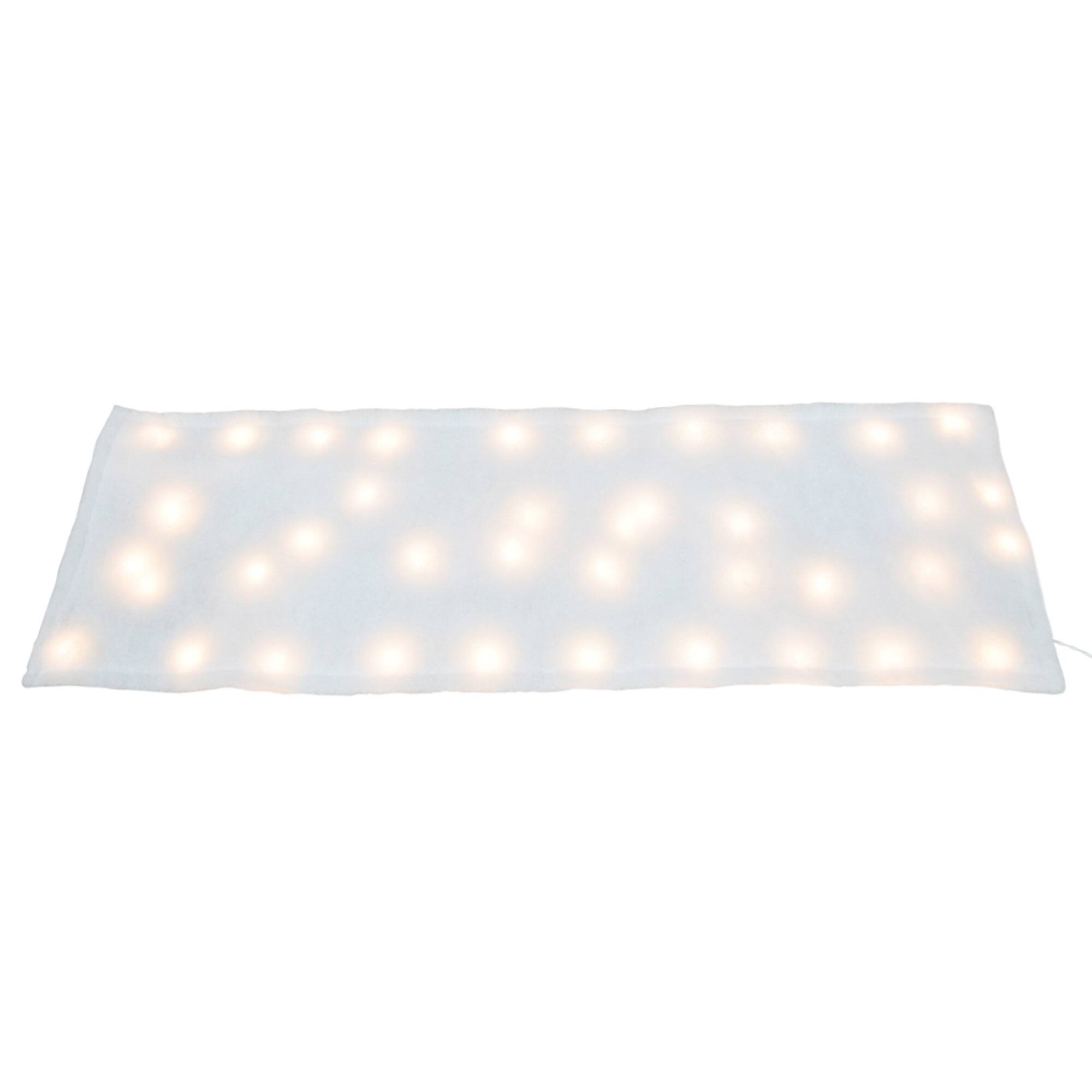 Front. ProductWorks - ProductWorks Pre-Lit Snow Cover Blanket 8 Function Holiday Decoration, 48" x 15" - White.