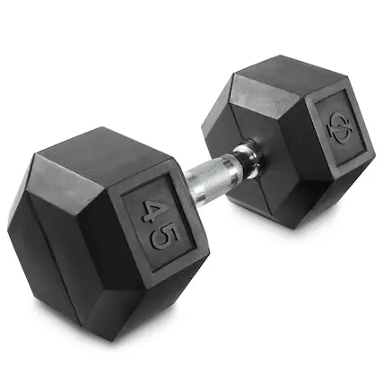 Front. Philosophy Gym - Rubber Coated Hex Dumbbell - Cast Iron Hand Weights - 25-lbto 50 Pound - Black.