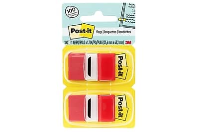 Post-it - Flags Value Pack, 1", 50 Flags/Dispenser, 12 Dispensers/Box (680-RD12) - Red