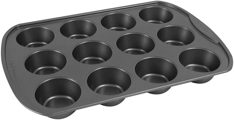 Left. Baker's Secret - Baker's Secret 2pcs 12cup Muffin Pan Cupcake Nonstick Pan - The Classic Collection - Dark Grey.