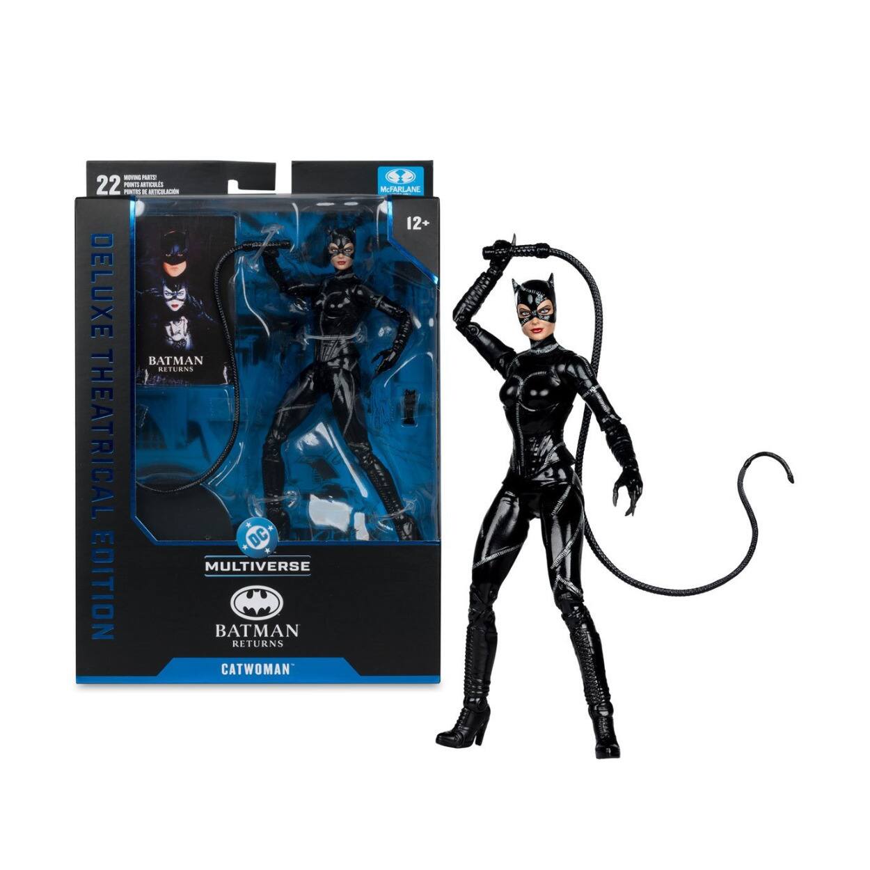 - Deluxe Batman Returns Theatrical Edition DC Multiverse
- Catwoman
- 22 Points of Articulation
- 12+
