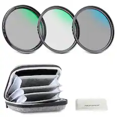 Front. Neewer - 95mm UV/CPL/ND4 3-Pack + Case - Black.