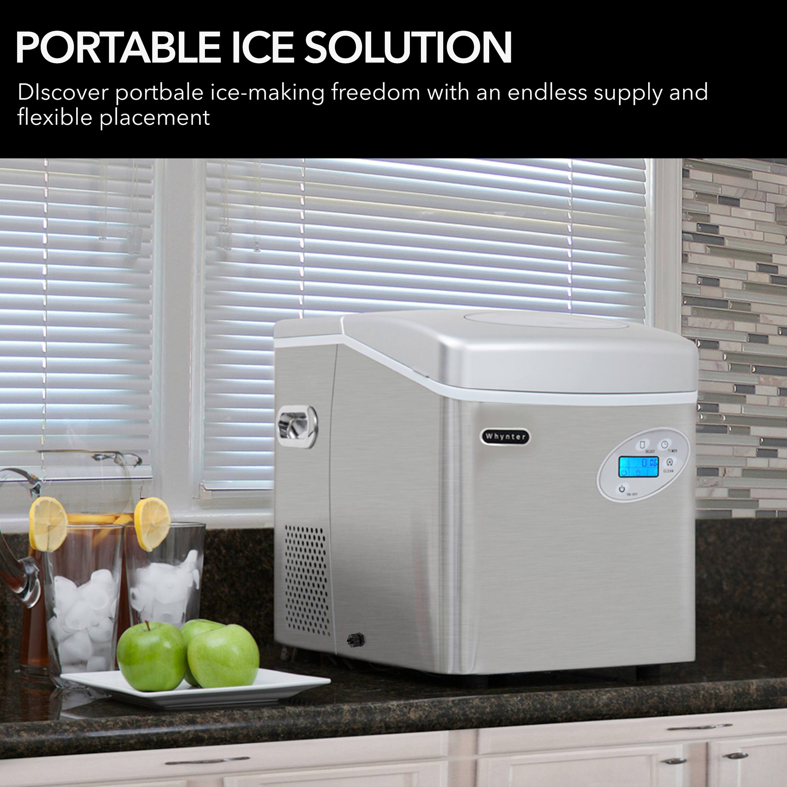 Angle. Whynter - 17" 49-Lb. Freestanding Icemaker - Stainless steel.