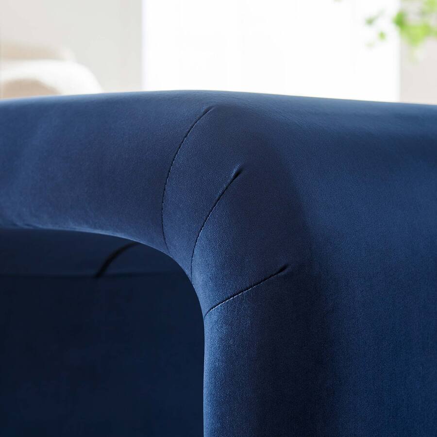 Koda Performance Velvet Waterfall Stool by Modway Black Midnight Blue ...