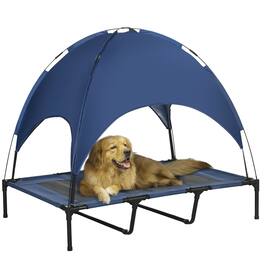 Pawhut - x 36" Elevated Portable Dog Cot Cooling Pet Bed with UV Protection Canopy Shade - Blue