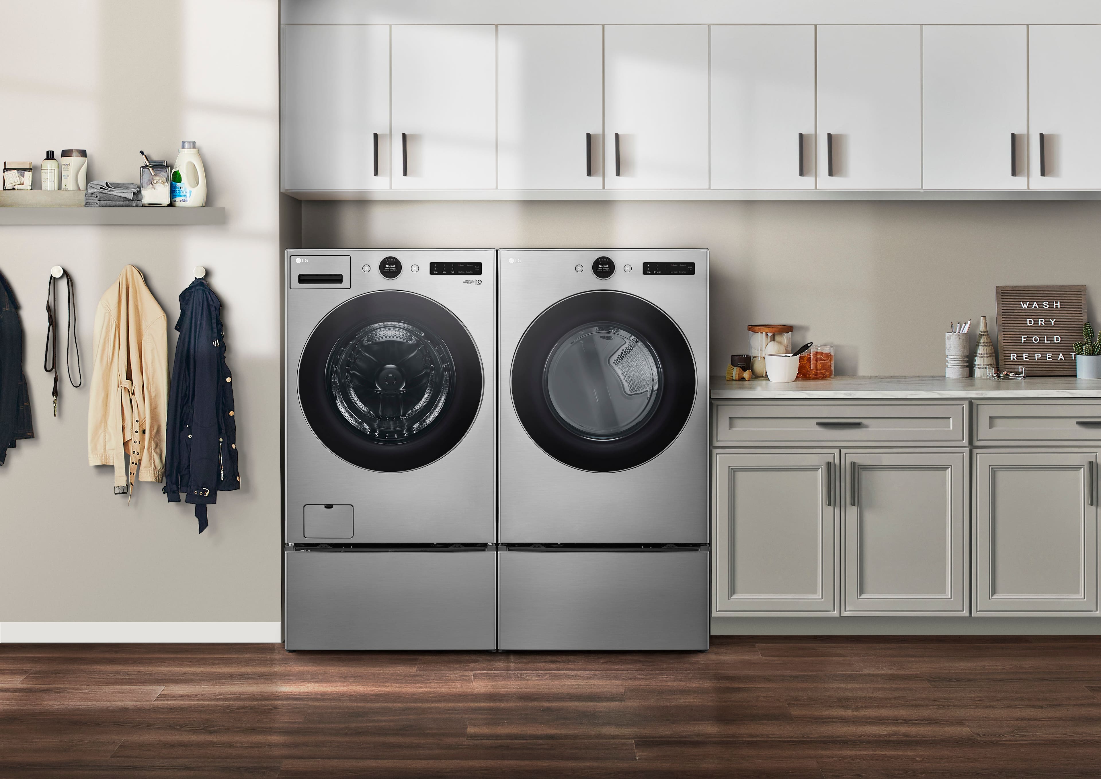 The text on the image reads "Wash Dry Fold Repeat."