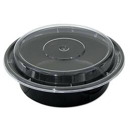 Pactiv - REGIONAL MIX CNTR Round Containers, 16 Oz., 150 Containers & Lids per Carton - Black/Clear