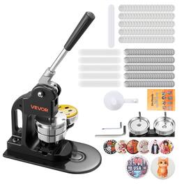 VEVOR - Button Maker Machine, 3 in, Pin Maker Machine with 500pcs Button Parts, Circle Cutter, Hex Wrenches and Magic Book - Black