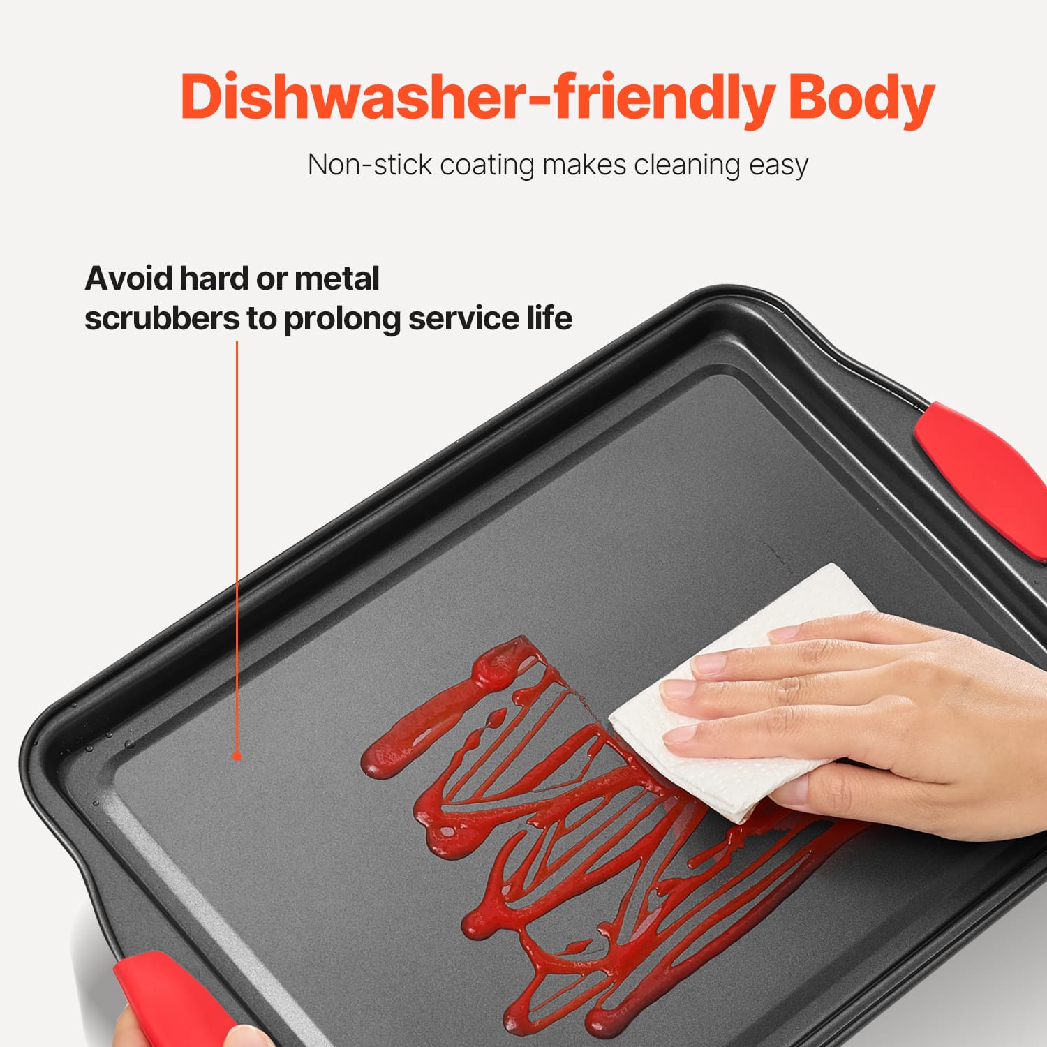 VEVOR - Baking Pans Set, 8-Piece, Nonstick Carbon Steel Cookware Sheets & Trays, Stackable Kitchen Oven Bakeware Cooking Sets - Charcoal Black - Thumbnail 4