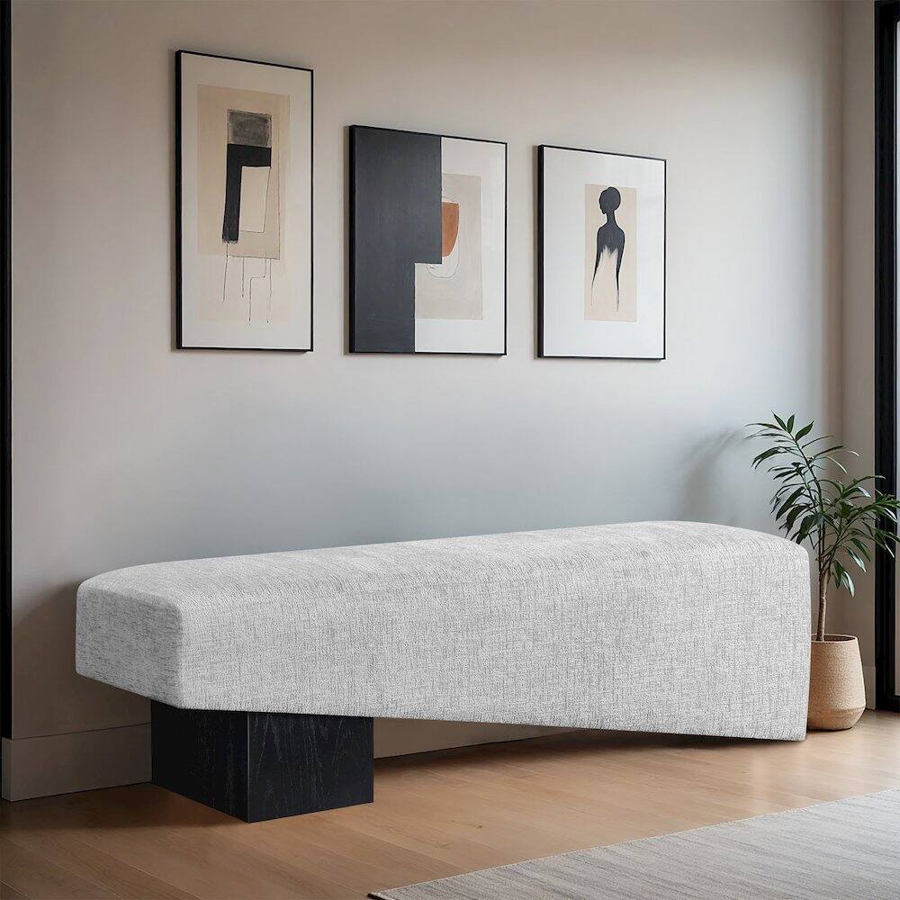 Alt View 1. Meridian Furniture - Alora Grey Fabric Bench - Grey.