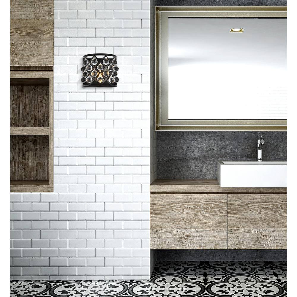 Angle. Urban Classic - Madison 1 light Matte Black Wall Sconce Clear Royal Cut Crystal - Matte Black.