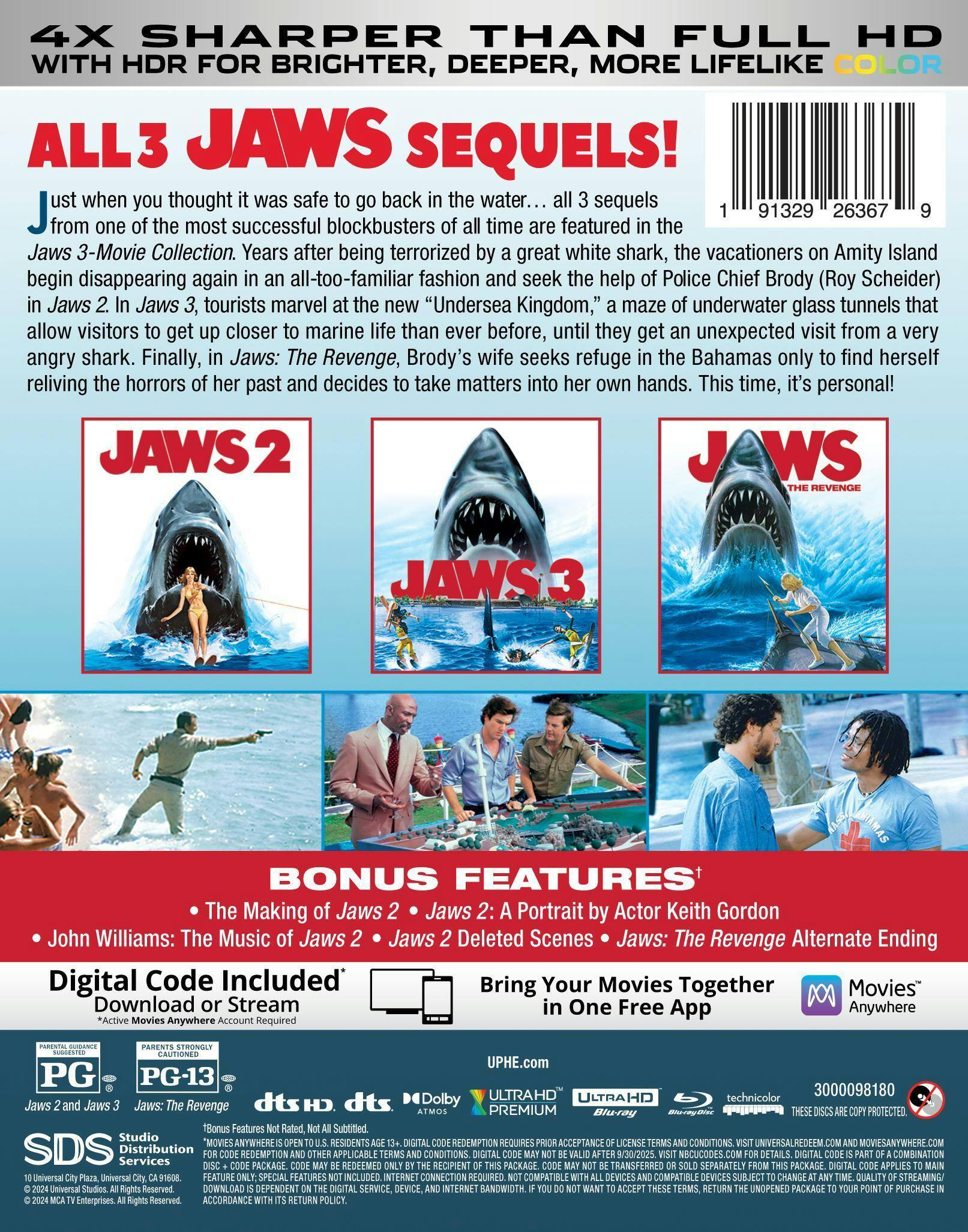 Back. Jaws: 3-Movie Collection   - 4K Blu-Ray.