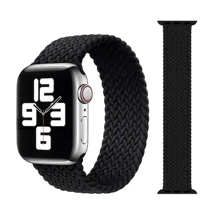 Front. Apple - Braided Solo Loop Band Size 9 for 41 mm Apple Watch - Black.