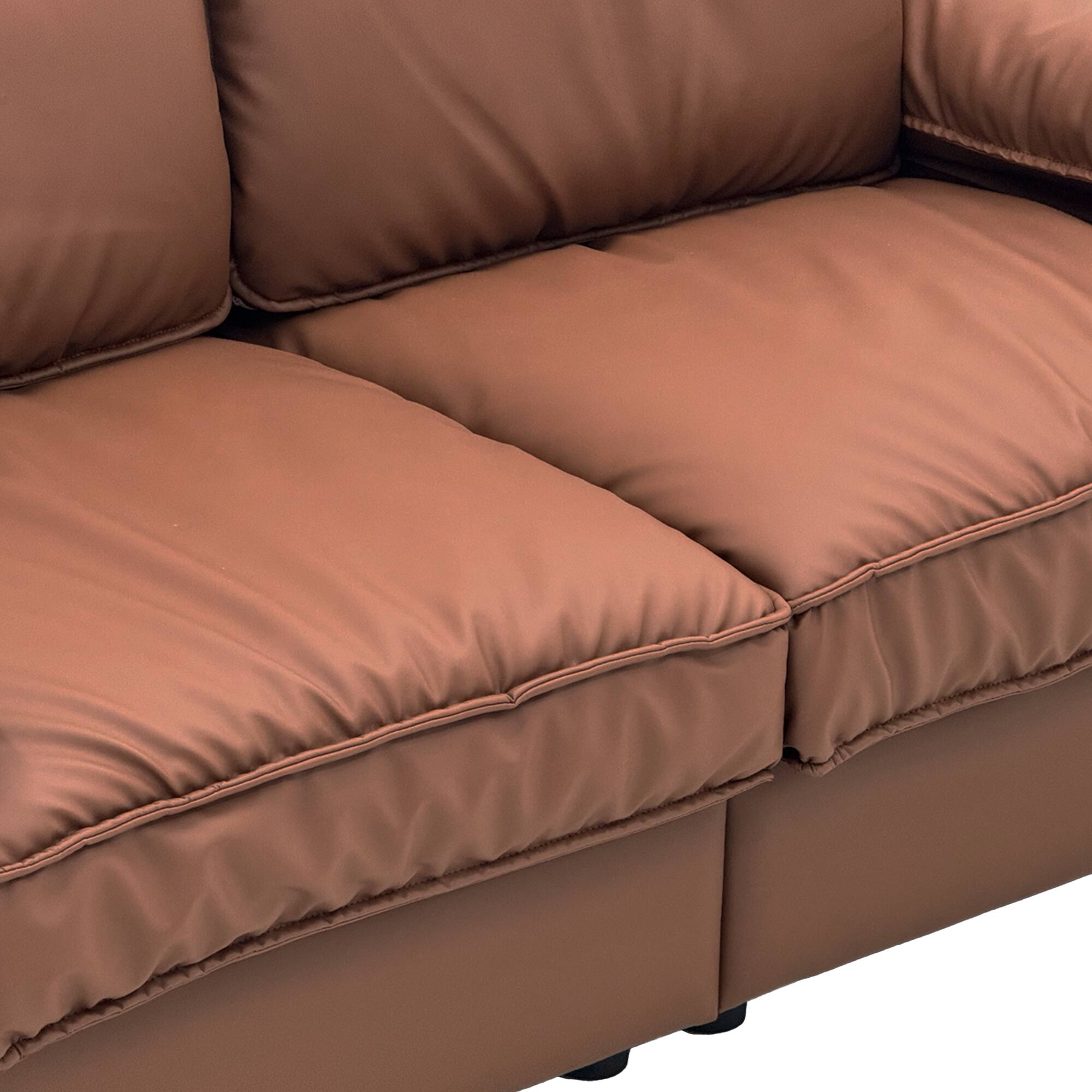 Alt View 1. Anysun - 78.7" Faux Leather 2-Seat Loveseat with Hidden Storage - Space-Saving for Small Apartments - Brown.