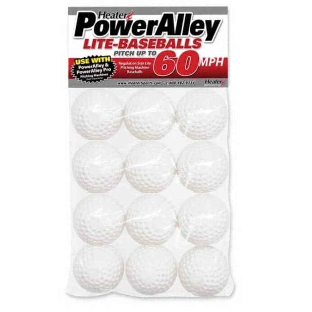 Heater PowerAlley LITE-BASEBALLS PITCH UP TO 60 MPH  
Regulation Size Lite PowerAlley Pro Pitching Machine  
www.HeaterSports.com  
800-492-9334, 800-492-9314