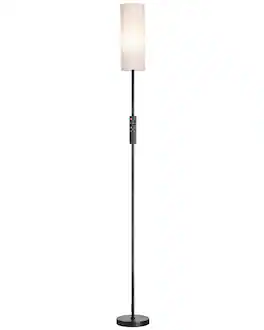 VEVOR - Dimmable Floor Lamp, Stepless Adjustable Colors, Modern Standing Lamp with Remote Control, Foot Switch & APP Control - Black + White