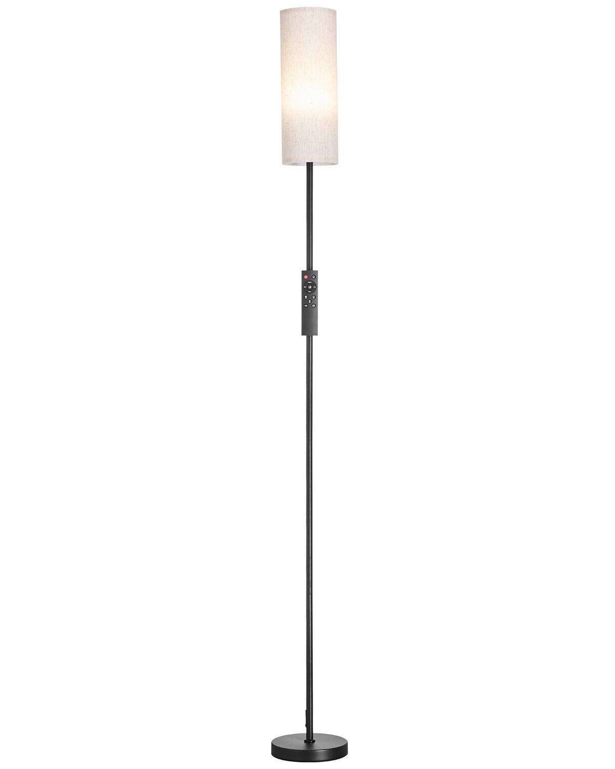 Front. VEVOR - Dimmable Floor Lamp, Stepless Adjustable Colors, Modern Standing Lamp with Remote Control, Foot Switch & APP Control - Black + White.