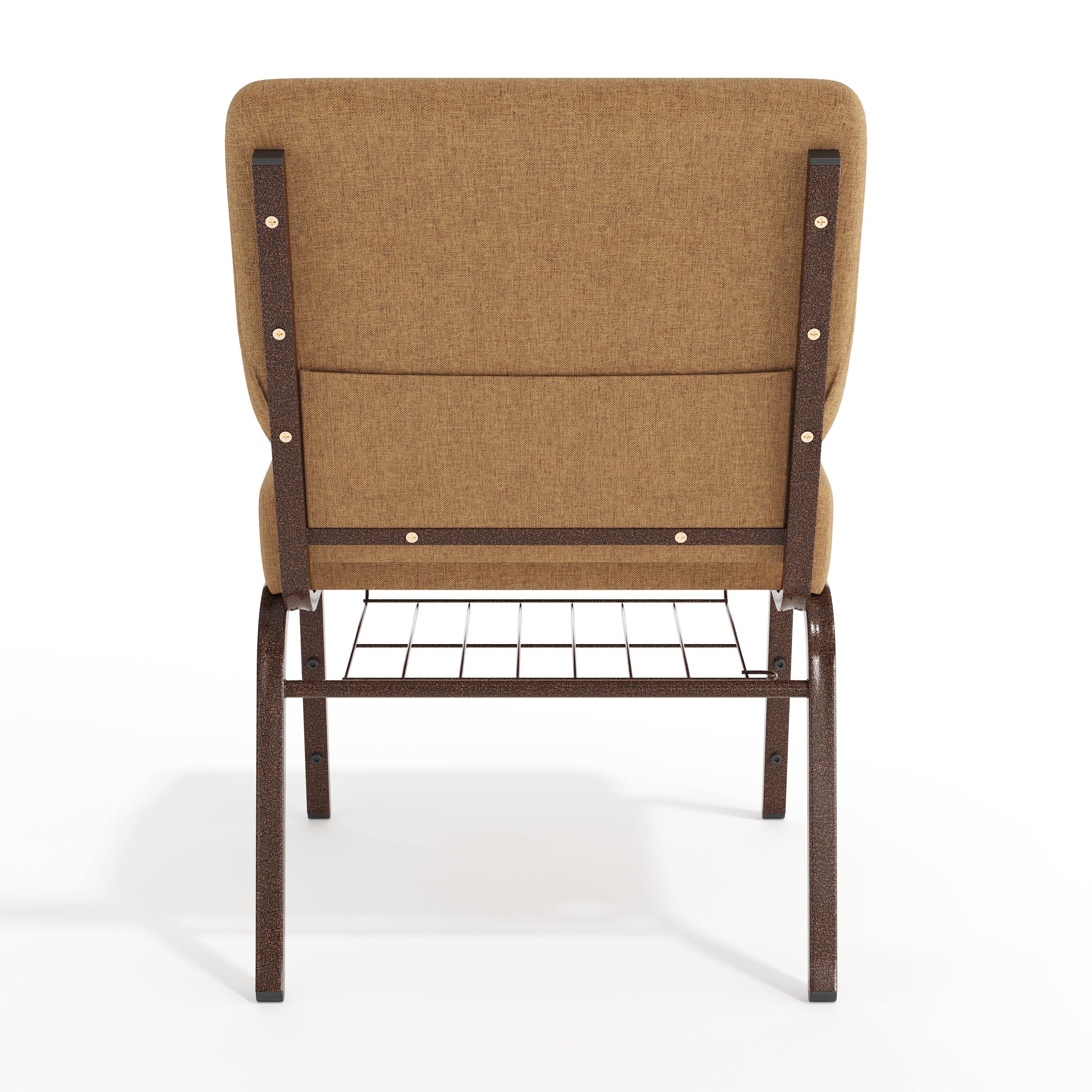 Back. Flash Furniture - HERCULES Series 21''W Church Chair in Caramel Fabric with Cup Book Rack - Copper Vein Frame - Brown.