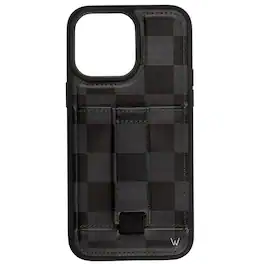 Walli Cases - Phone Case with Wallet and Finger Strap for iPhone 15 Pro Max - Midnight Check