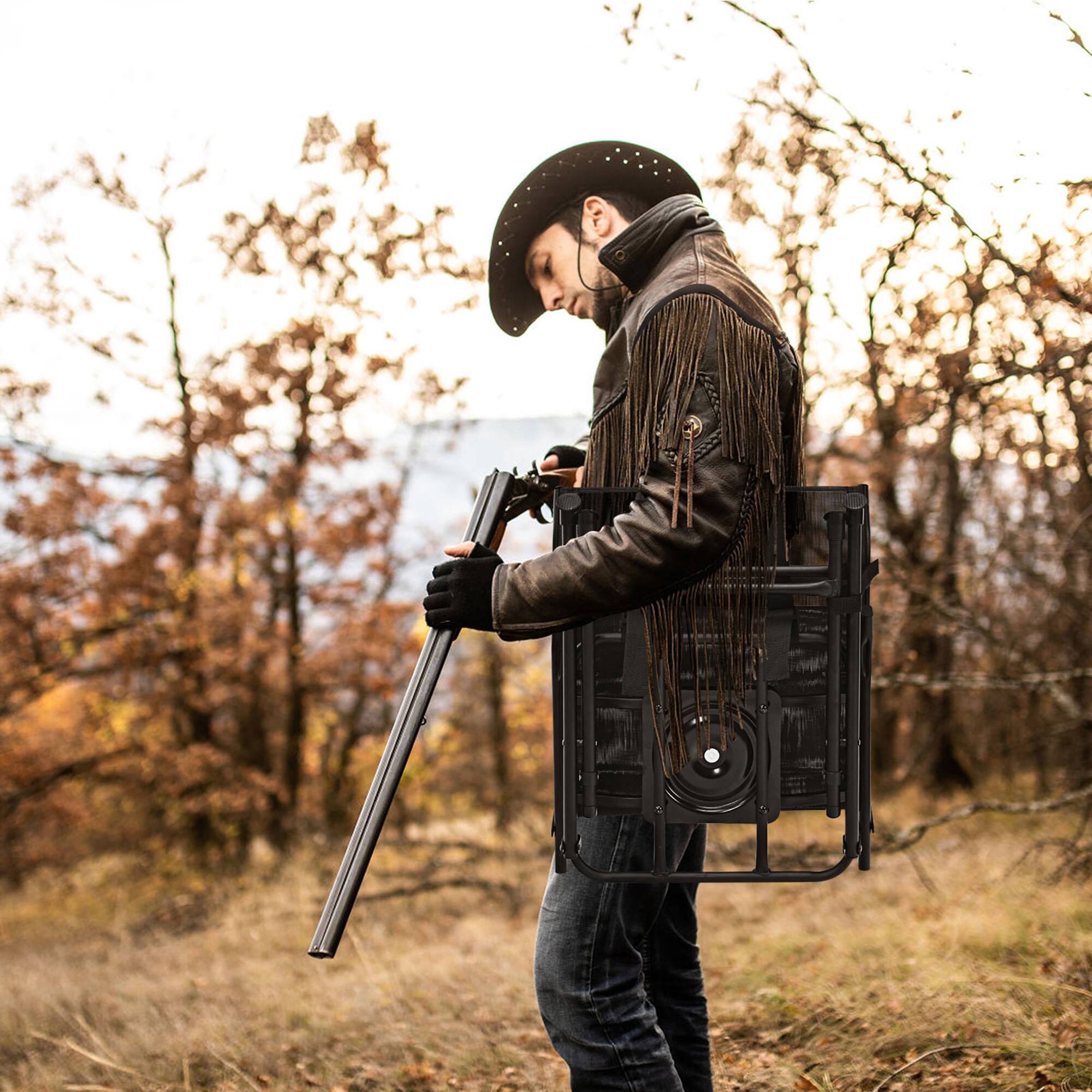 Alt View 3. Costway - Costway Folding 360° Silent Swivel Hunting Chair Blind Chair All-weather Outdoor - Black.