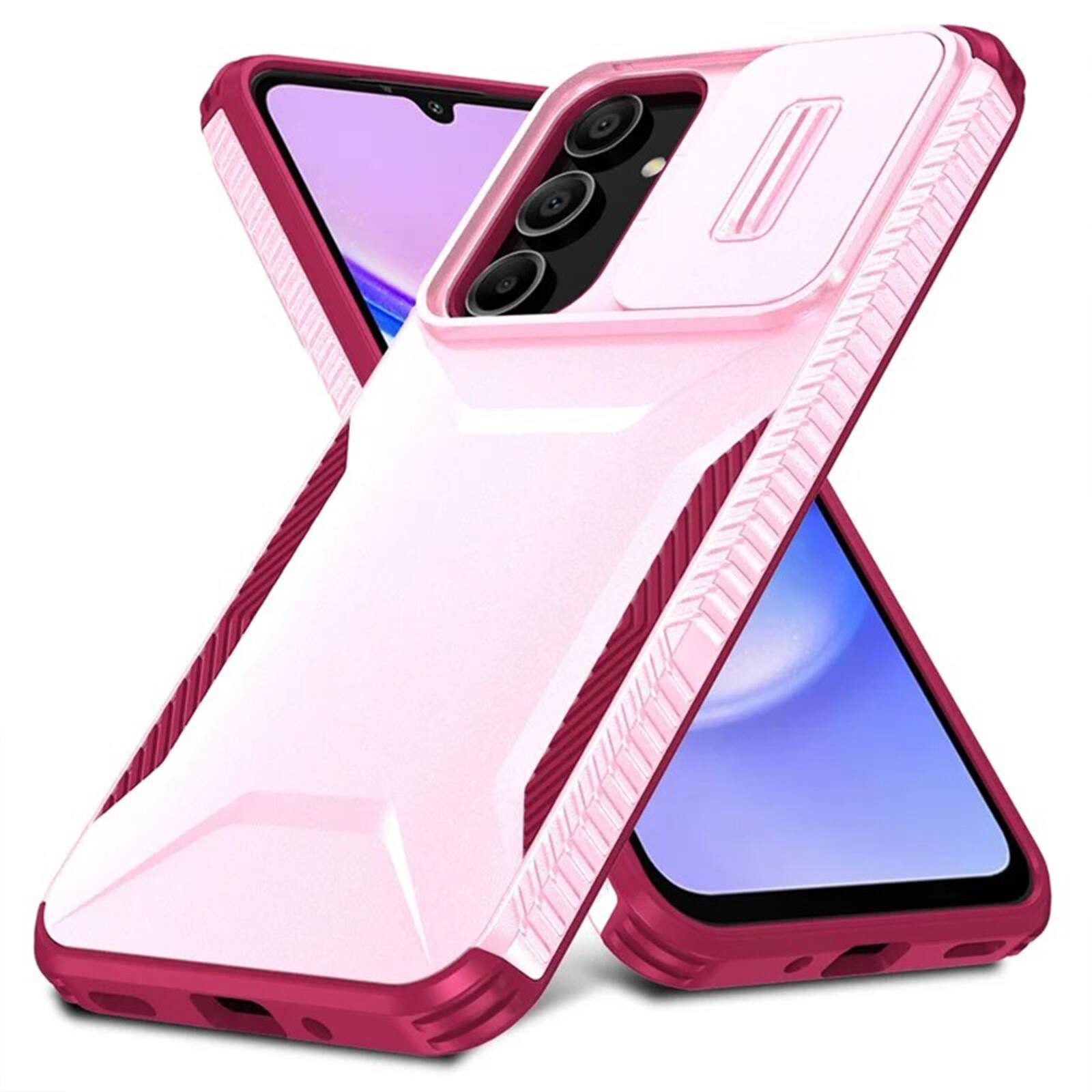 Angle. UUCOVER - For Samsung Galaxy A16 5G/4G Dual Layer Case with Sliding Lens Cover, Anti-slip Bumper Drop Protection Slim Phone Shell - Pink.