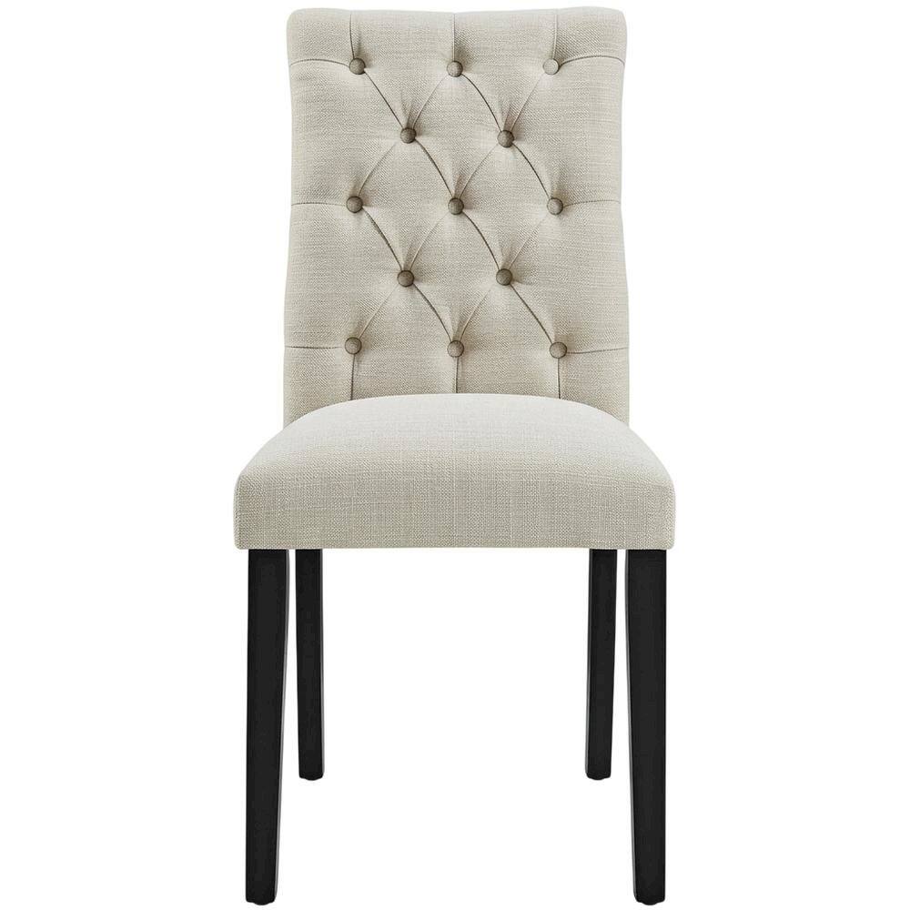 Front. FurniFact - Fabric dining chair with plush backrest and comfortable seat - Beige.