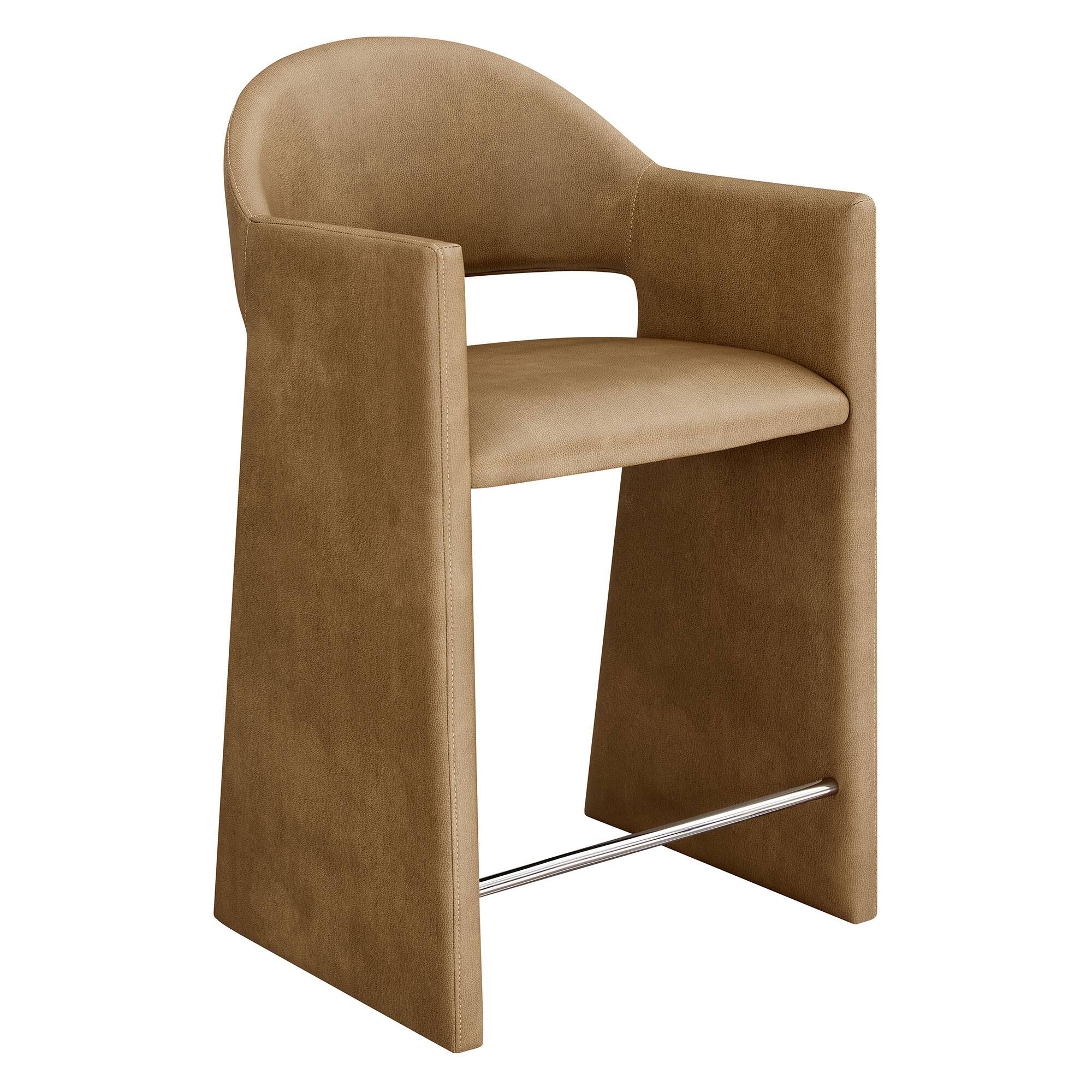 Angle. Modway - Talia 37 Inch Vegan Leather Counter Stool by Modway - Toast.