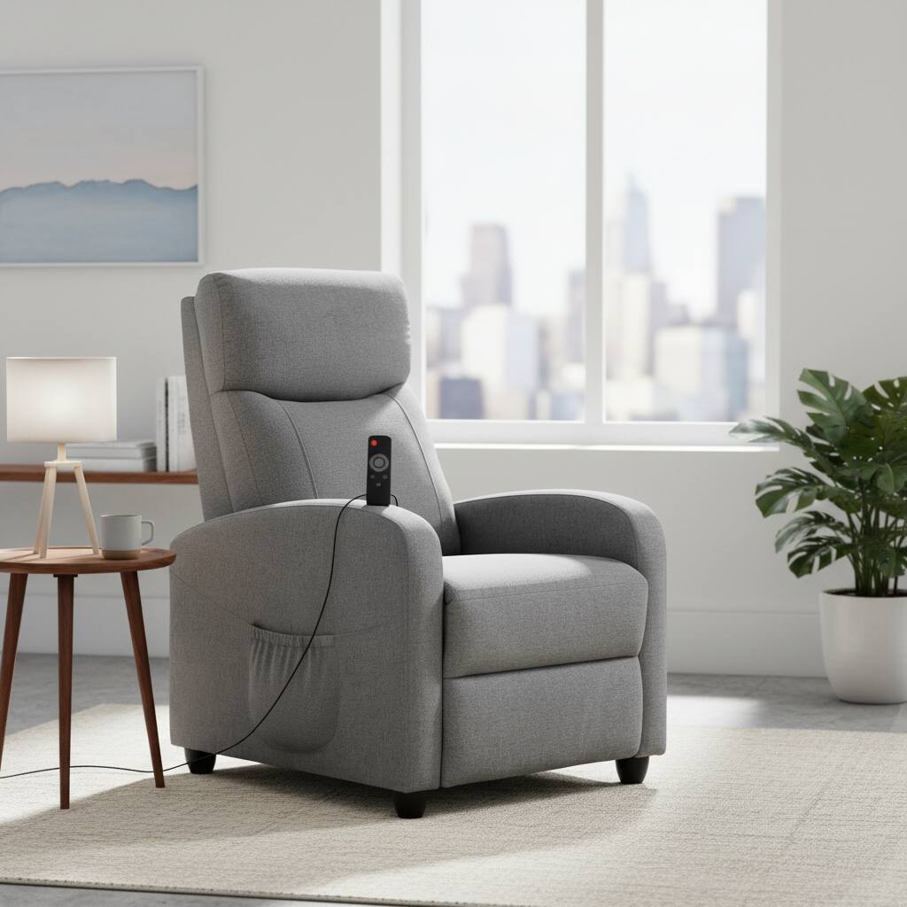 Alt View 5. AOITUN - Small Power Recliner Chair, Gray Fabric Single Reclining Sofa with Remote, Modern Compact Living Room Seat - Gray.