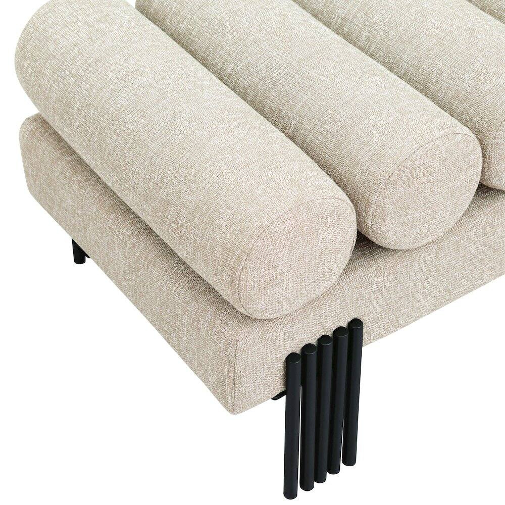 Alt View 4. Meridian Furniture - Akeela Beige Linen Textured Fabric Bench - Beige.