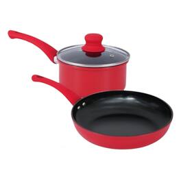 Hell's Kitchen - Hell’s Kitchen 1.5-Quart Saucepan and 10-Inch Skillet Set - Red