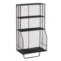 Linon Home Décor - Grebe 3-Shelf Wall Storage Organizer - Black - Front_Zoom