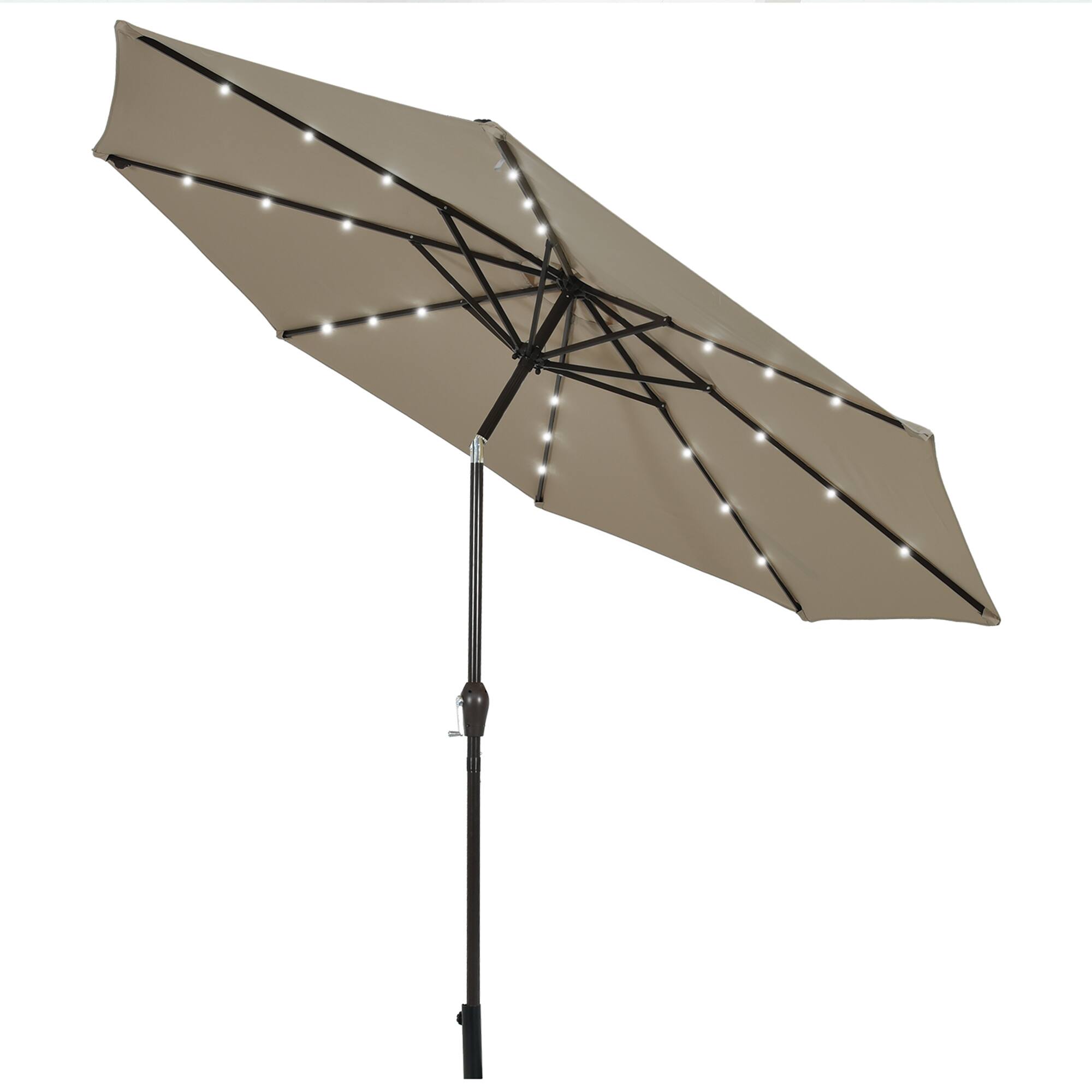 Alt View 1. Gymax - Gymax 10 ft Patio Table Market Umbrella Yard Outdoor w/ Solar LED Lights Tan - Tan.