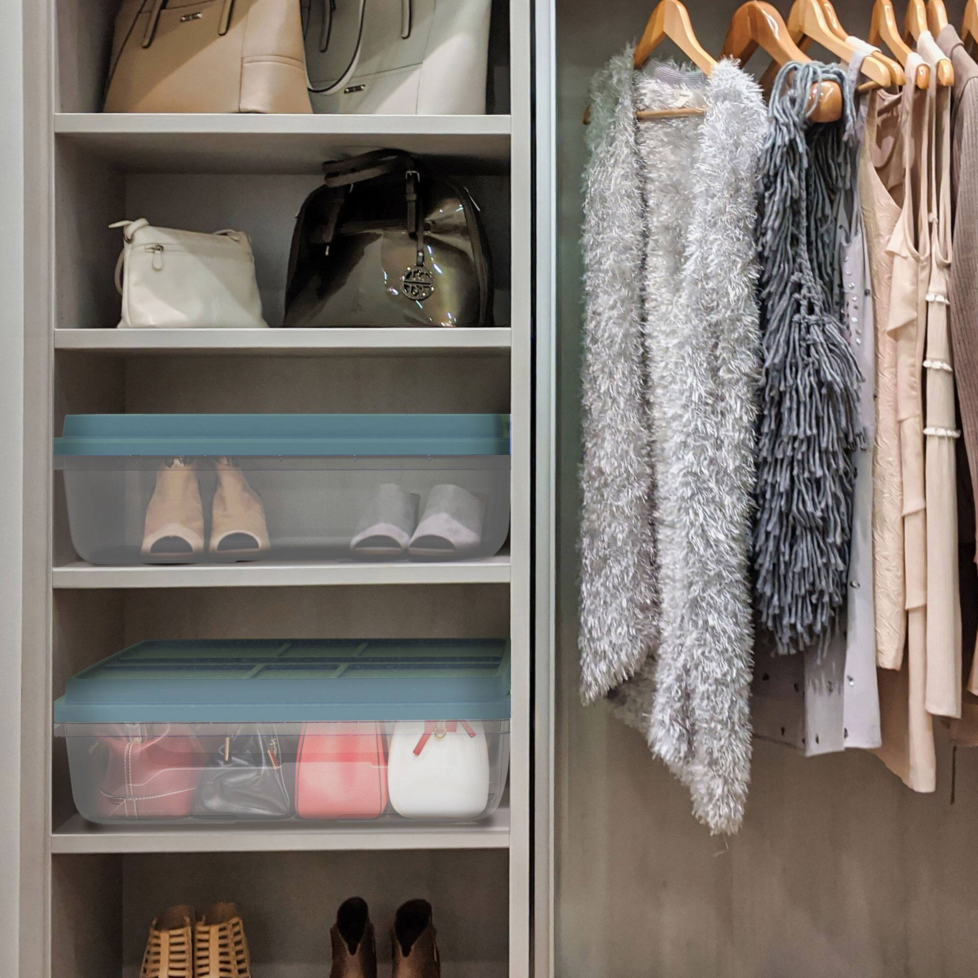 Alt View 2. Hefty - Hefty 40 Qt Hi-Rise Stackable Plastic Storage Bin with Lid, 6 Pack, Smoke Blue - Smoke Blue.